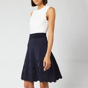 Ted Baker Polino Contrast Skirt Scalloped Knitted Dress -  UK size 2 (US small)
